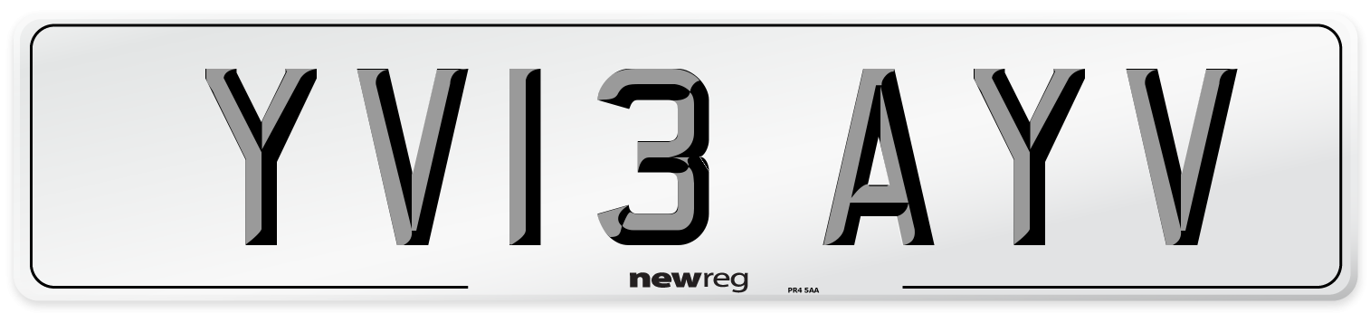 YV13 AYV Number Plate from New Reg